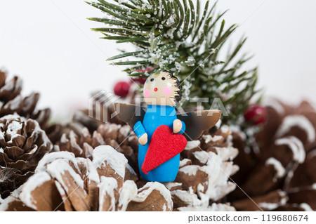 toy snowman with red hearts 119680674
