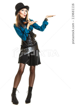 Cool girl in steampunk style. 119681116