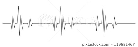 Heart beat cardio rhythm line. ECG EKG electrocardiogram medicine test. Heartbeat pulse. Diagram, monitor curve graph 119681467