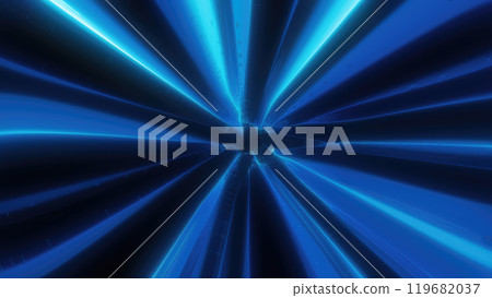 A radiant burst of blue light beams converging towards a central point, creating a high-speed tunnel effect for sci-fi, futuristic, and technology-themed designs 119682037