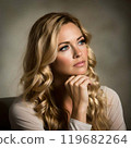 A beautiful American woman thinking 119682264