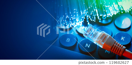 Fast internet concept with optical fiber Fast internet concept with optical fiber 119682627