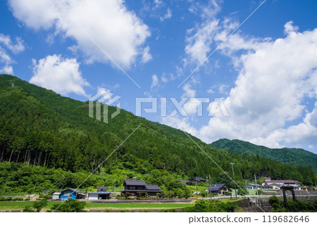 <<Japanese countryside scenery>> Maze area, Gifu prefecture, in the season of fresh greenery 119682646