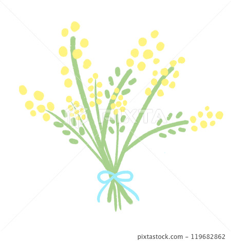 簡單的含羞草花束的插圖 119682862