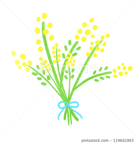 郵票式含羞草花束圖 郵票式含羞草花束圖 119682863