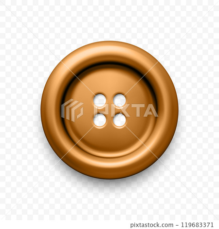 Bronze Color Metal Clothes Button with Four Holes, Isolated. Round Button Closeup, Front View. Design Template for Sewing, Fashion, Clothing Concept. Detailed Button Illustration for Craft Projects Bronze Color Metal Clothes Button with Four Holes, Isolated. Round Button Closeup, Front View. Design Template for Sewing, Fashion, Clothing Concept. Detailed Button Illustration for Craft Projects 119683371
