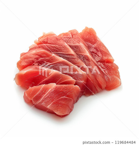 Fresh Tuna Sashimi Highlighted on White Background 119684484