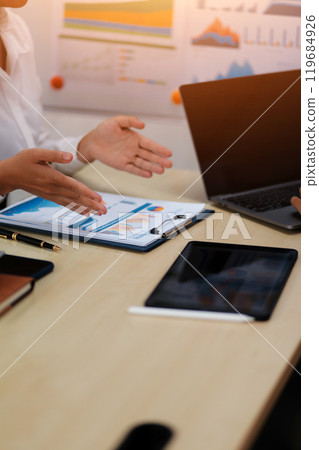 Business Documents, Auditor businesswoman checking searching document legal prepare paperwork or report for analysis TAX time,accountant Documents data contract partner deal in workplace office 119684926