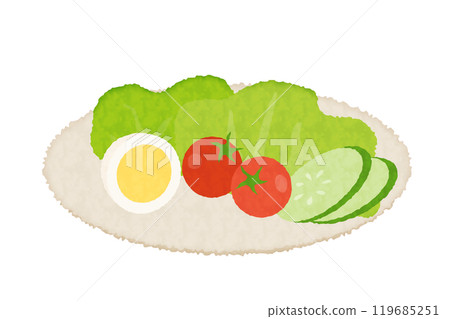Vector illustration of salad with boiled eggs in watercolor style 119685251