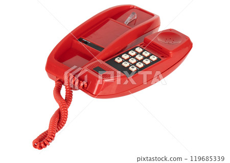 red retro push-button phone 119685339