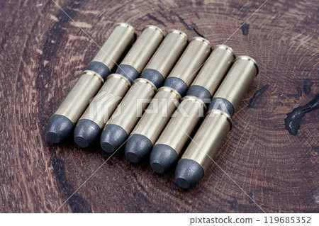 Old West era Long Colt .45 caliber revolver cartridges 119685352