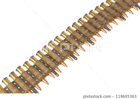 Vintage Machine Gun Canvas Ammo Belt with Ammunition 119685363