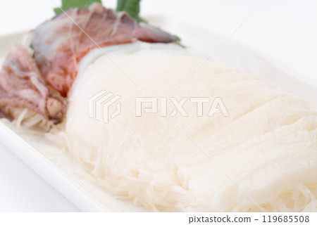 Close-up of squid sashimi Close-up of squid sashimi 119685508