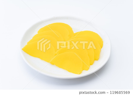 Pickled radish on a plate Pickled radish on a plate 119685569