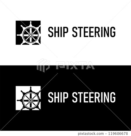 simple marine vehicle ship steering logo design illustration ship steering wheel for product branding template icon 119686678
