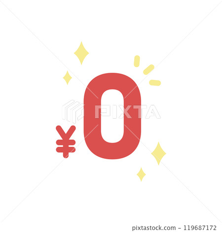 Free icon showing 0 yen (flat, red) Free icon showing 0 yen (flat, red) 119687172