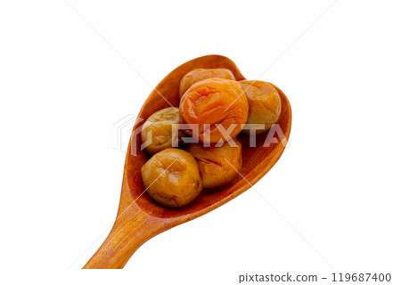 Pickled plums on white background. 119687400