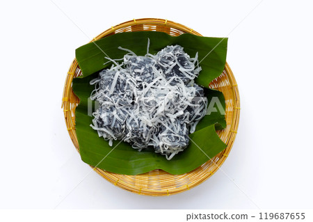 Black coconut sweet pudding. Thai Desserts. Black coconut sweet pudding. Thai Desserts. 119687655