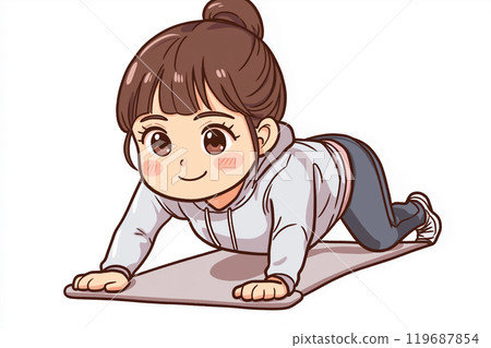Young woman doing kneeling push-ups 119687854