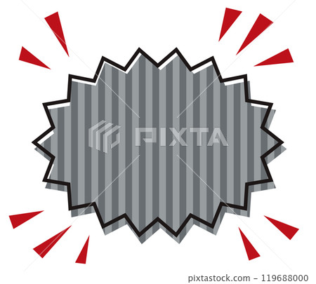 Striped jagged bomb speech bubble/registration misalignment, gray Striped jagged bomb speech bubble/registration misalignment, gray 119688000