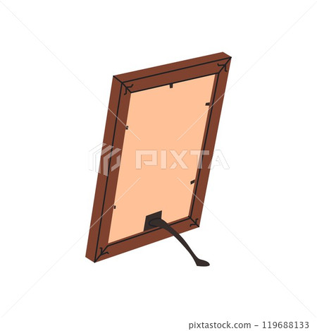 The canvas for photo is framed from the inside out. Mounting for wooden frame, hanging mounting. Frame workshop. Vector illustration in flat style The canvas for photo is framed from the inside out. Mounting for wooden frame, hanging mounting. Frame workshop. Vector illustration in flat style 119688133