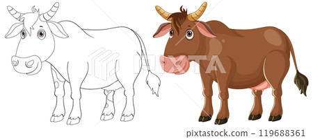Cow Illustration with Outline and Color 119688361