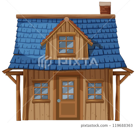 Charming Wooden House with Blue Roof 119688363