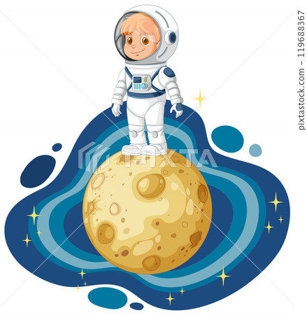 Kid Astronaut on a Moon Kid Astronaut on a Moon 119688367