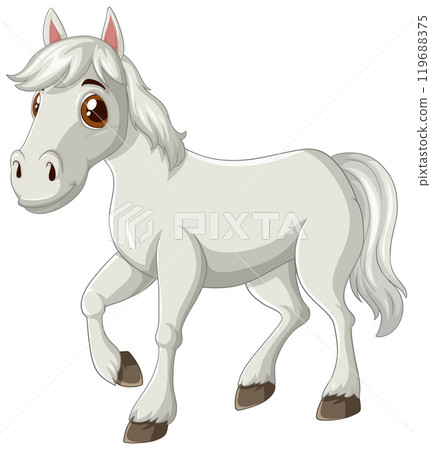 Cute Cartoon White Horse Cute Cartoon White Horse 119688375