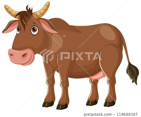 Cartoon Brown Cow Illustration 119688387