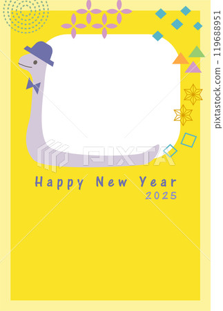 Gorgeous geometric pop snake photo frame New Year's card_Yellow 1 119688951