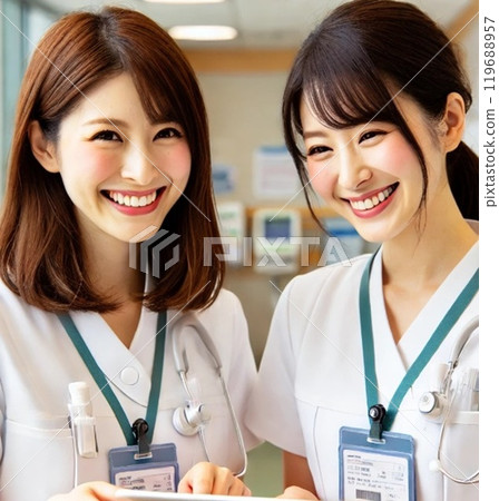 Nurses Two smiling women 119688957
