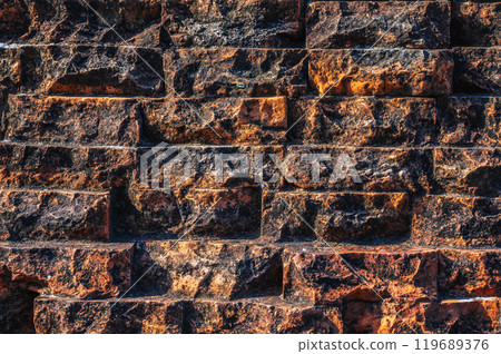 Texture of ancient old antique orange brick wall close up Texture of ancient old antique orange brick wall close up 119689376