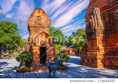 Po Nagar Cham Towers in Nha Trang in Vietnam. Ancient ruins of Hindu temple in Asia 119689387