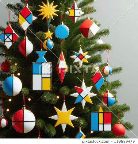 Modern Geometric Christmas Tree with Generative AI. 119689479