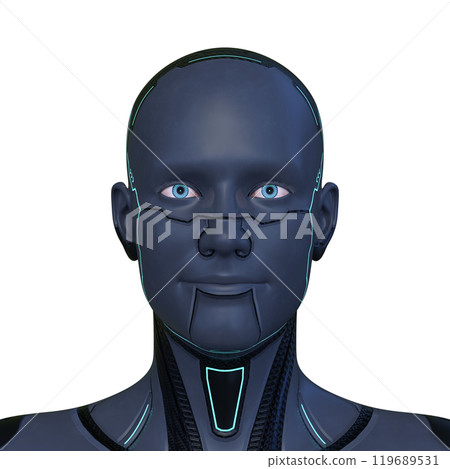 Male cyborg face close-up Male cyborg face close-up 119689531