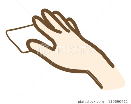 Illustration of a hand sticking a sticker (vector) 119690411