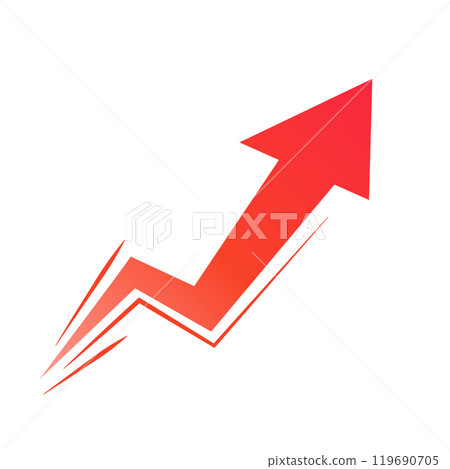A vigorously rising gradient red arrow 119690705