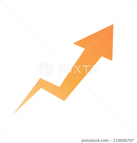 快速上升的漸變黃色箭頭 119690707