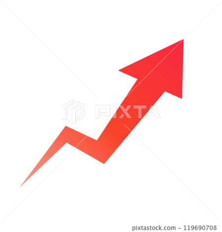 快速上升的漸層紅色箭頭 119690708