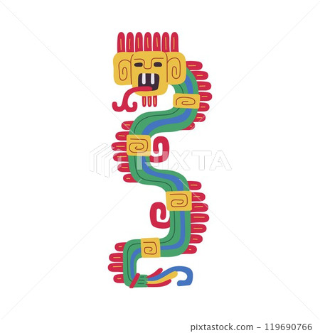 Vector illustration of a colorful totem in the form of a monster with teeth 119690766