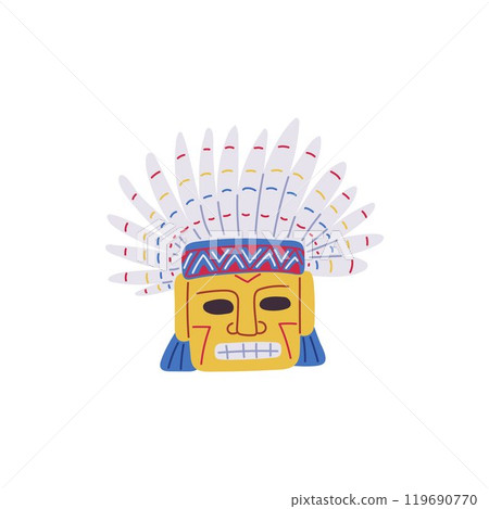 Vector illustration with traditional ethnic mask of Aztec and Mayan tribe. Vector illustration with traditional ethnic mask of Aztec and Mayan tribe. 119690770