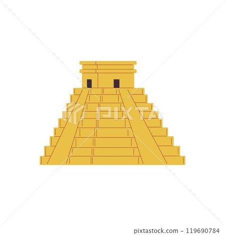 Vector image of the pyramid temple in Chichen Itza on a white background Vector image of the pyramid temple in Chichen Itza on a white background 119690784