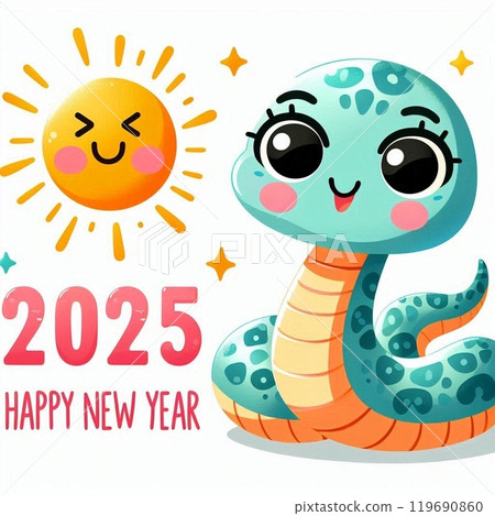 Cute snake new year's card for 2025 119690860