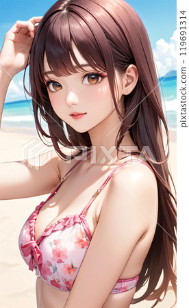 Young woman in swimsuit on tropical beach Young woman in swimsuit on tropical beach 119691314