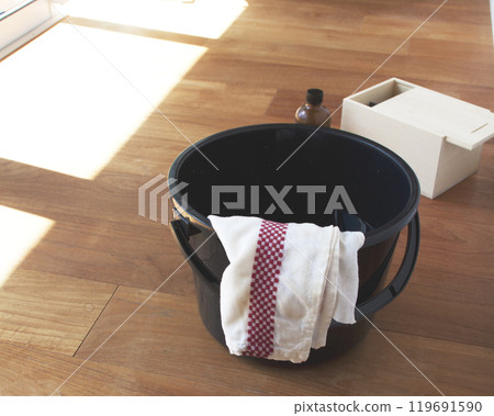 Floor waxing and floor cleaning Floor waxing and floor cleaning 119691590