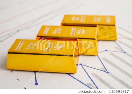 Gold bar on graph, economy finance exchange trade investment . 119691817