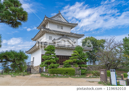 [Kagawa Prefecture] Marugame Castle tower stands out against the blue sky 119692010