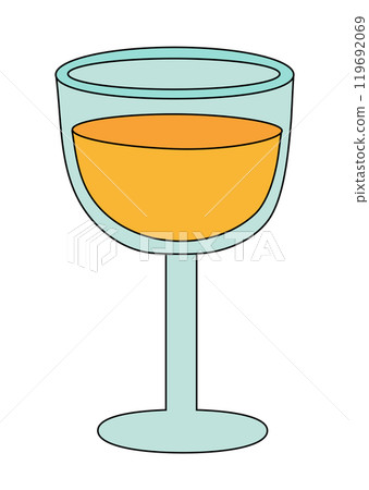 Cocktail with orange, juice in glass. Vector flat illustration. Cocktail with orange, juice in glass. Vector flat illustration. 119692069