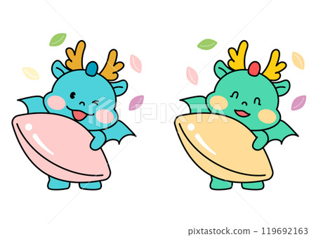 Azure Blue Dragon Character Illustration. 119692163